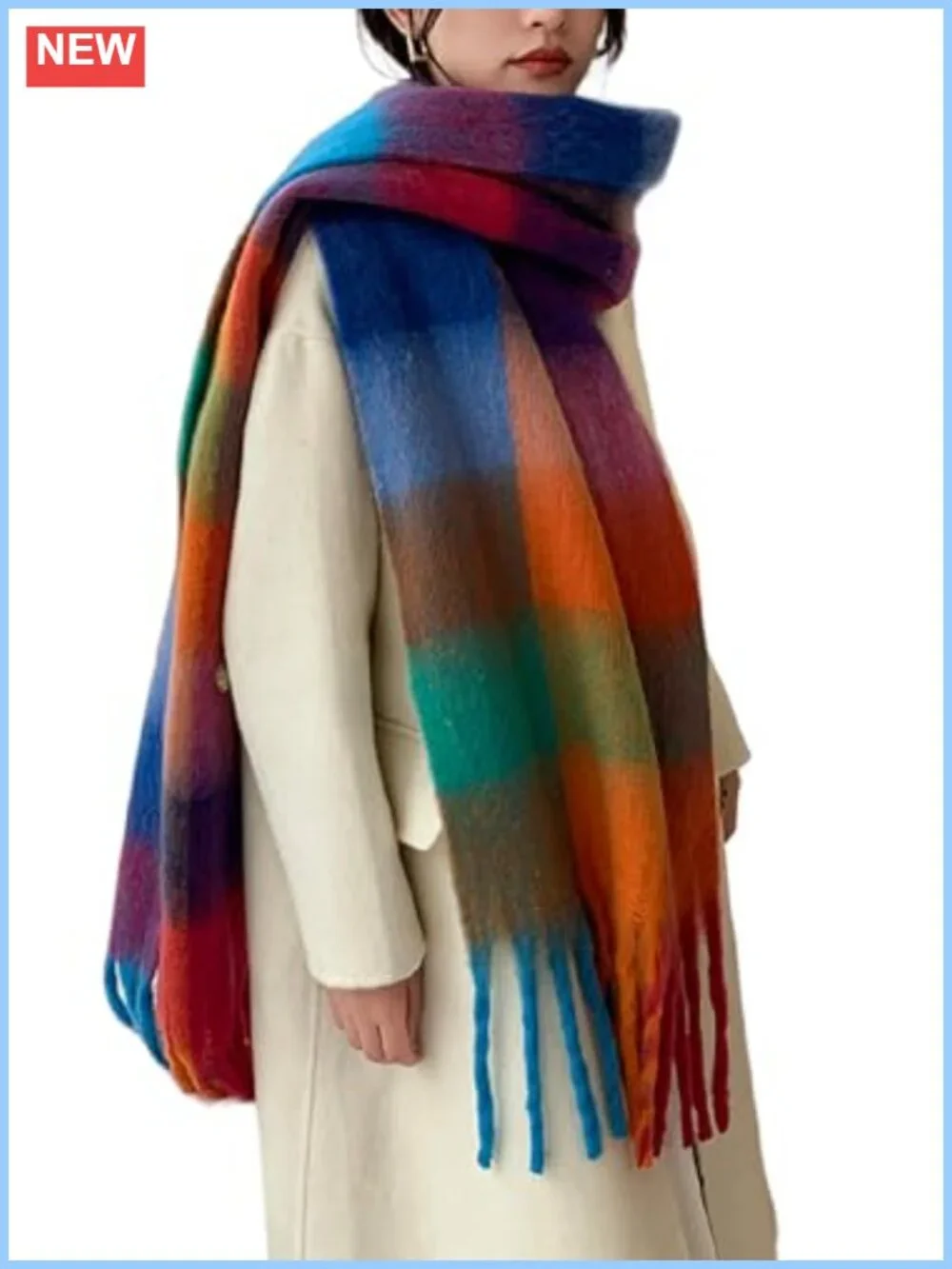 Women Winter Scarf Shawl Wrap Plaid Blanket Large Thick Cozy